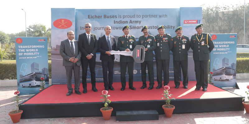 Eicher Trucks and Buses delivers EV Buses to Indian Army