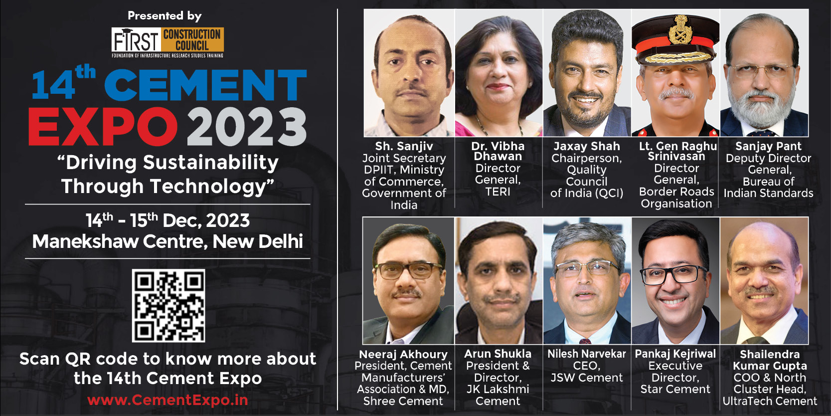 DPIIT, Ministries & FIRST Construction Council to discuss sustainability with cement industry captains at Cement EXPO 2023 on Dec 14-15