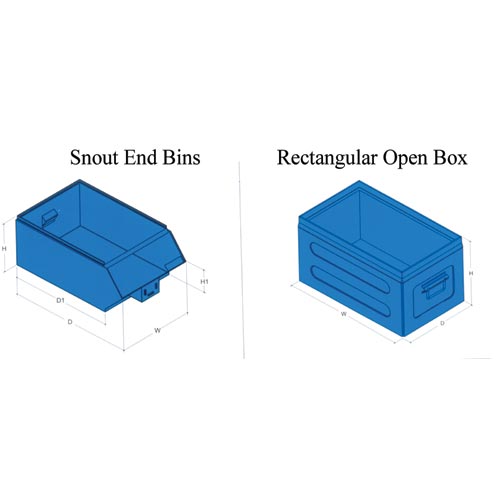Snout End Bins & Rectangular Open Box